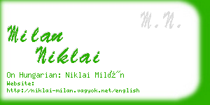 milan niklai business card